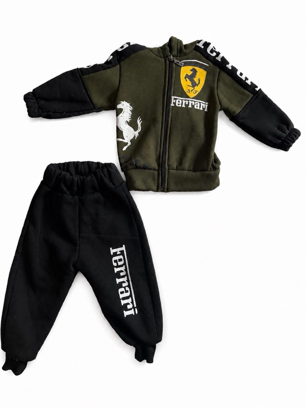 Ferrari Kids Olive & Black Sweatpants Set from Syria